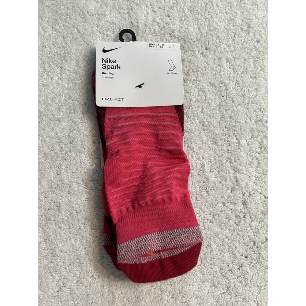 Nike Spark Running No Show Cushioned Womens 9.5-11/Men's 8-9.5 Pink Socks (A8)